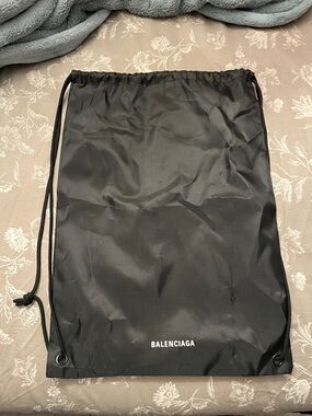Balenciaga Men's Black Drawstring  Bag